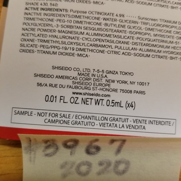 ✅3967 NEW Siseido Sample Card 4 Synchro Skin Self Refreshing Foundation SPF 20 - Picture 4 of 7